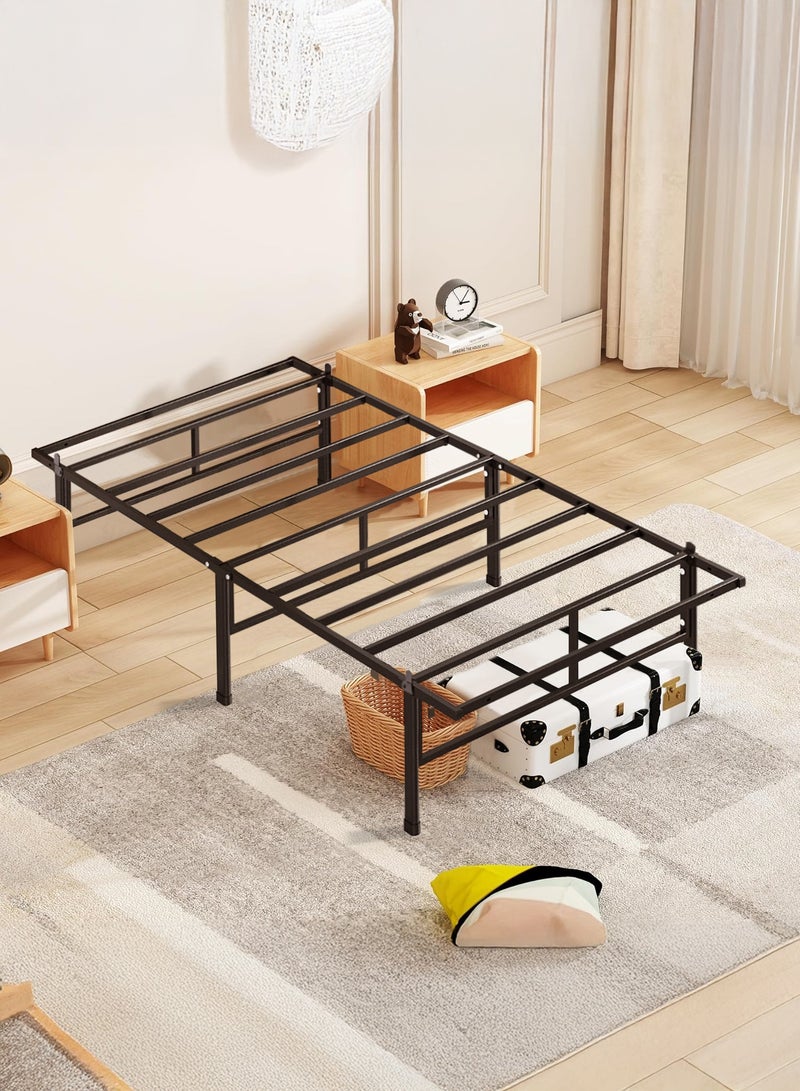 يانارا سرير مفرد منصة معدنية مقاس 90x190 سم مع مساحة تخزين تحت السرير، ارتفاع 35 سم، دعامة فولاذية متينة، تركيب سهل، بدون حاجة لصندوق زنبرك - Image 3